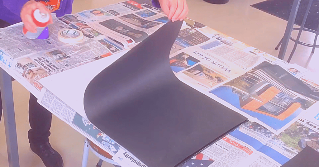 Applying Spray Adhesive on Paper